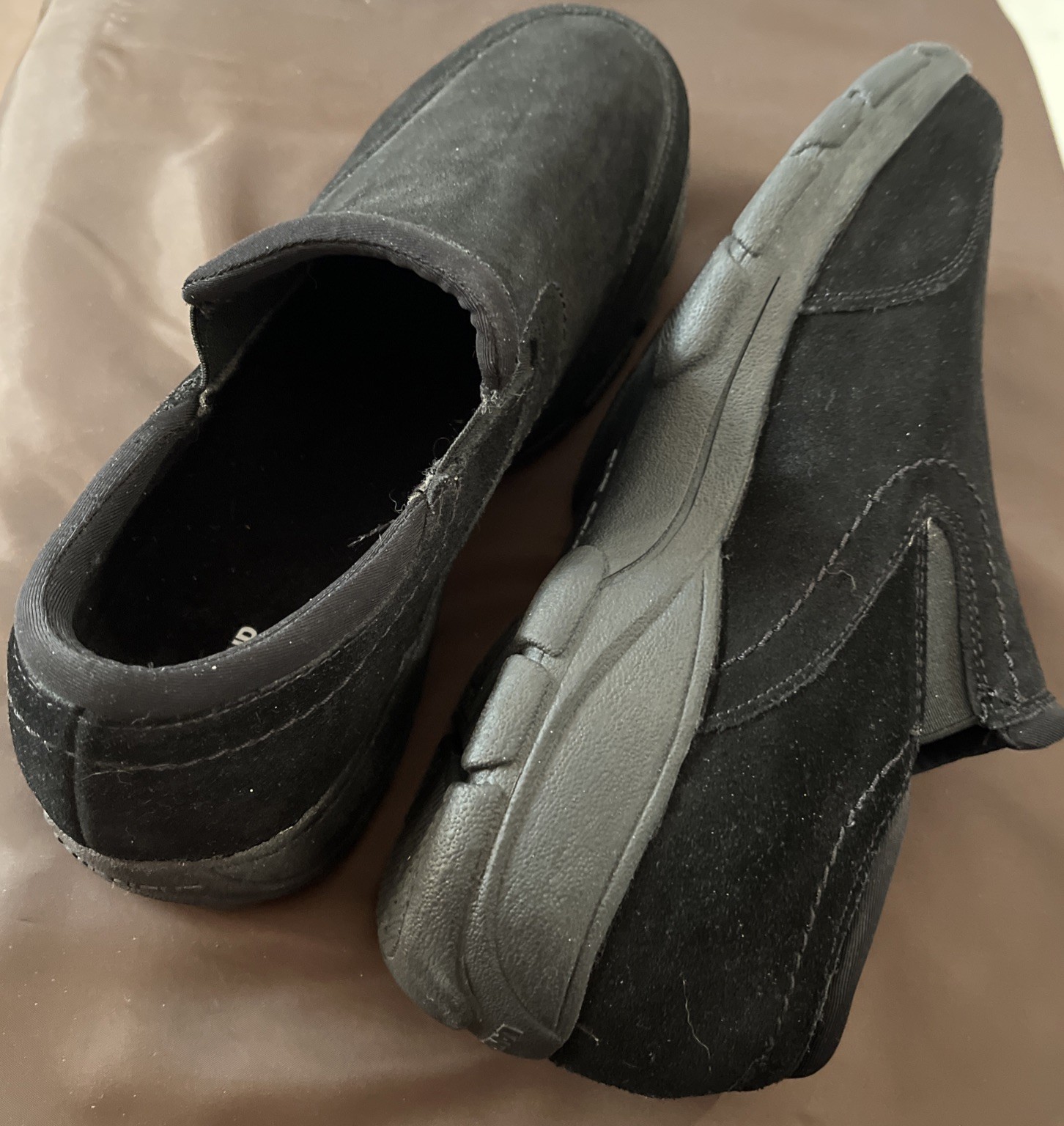 SAOLA Mocassini da lavoro LANDS END Wm 11WW neri scamosciati suola spessa nuovi senza etichette