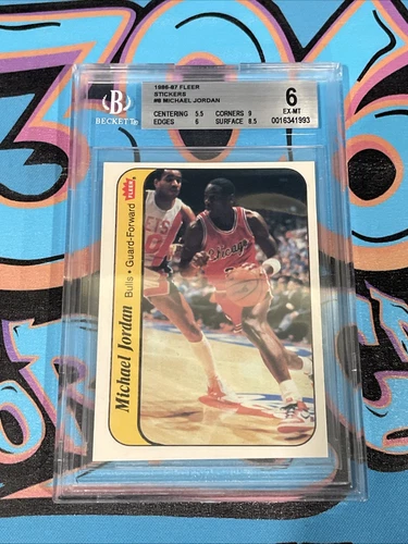 1986-87 Fleer Basketball Stickers Michael Jordan BGS 6 EX-MT Chicago Bulls (SC)