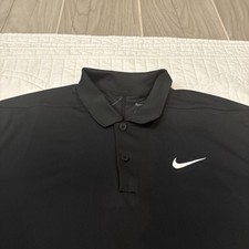 Nike Golf Polo Shirt Medium Solid Black DD8372-010 60 Tennis