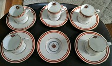  5x Minton Demitasse Cup & Saucer Fine Bone China 1912-1950 Gilt Trim art Deco 