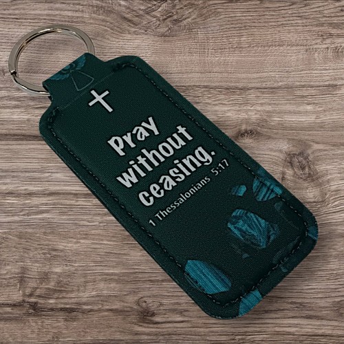 Christian Lipstick/Lip Balm Holder with Metal Ring. 1 Thessalonians 5:17 - Picture 2 of 8