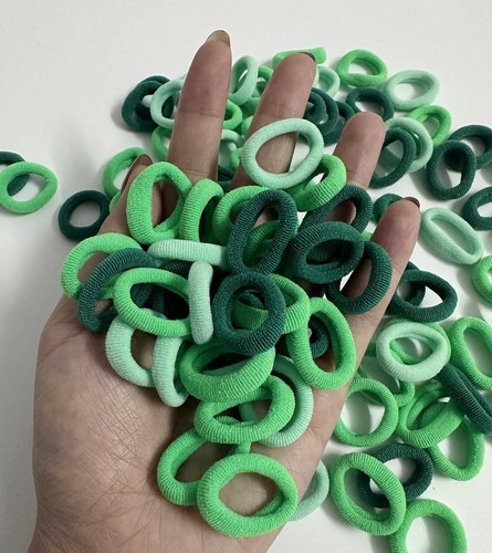100Pcs Seamless Cotton Hair Ties for Toddler Girls Elastics 03green - Picture 2 of 4