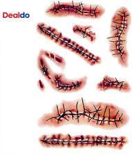 Zombie Scars Tattoos Bloody Scar with Fake Blood Costume Makeup Halloween Decor