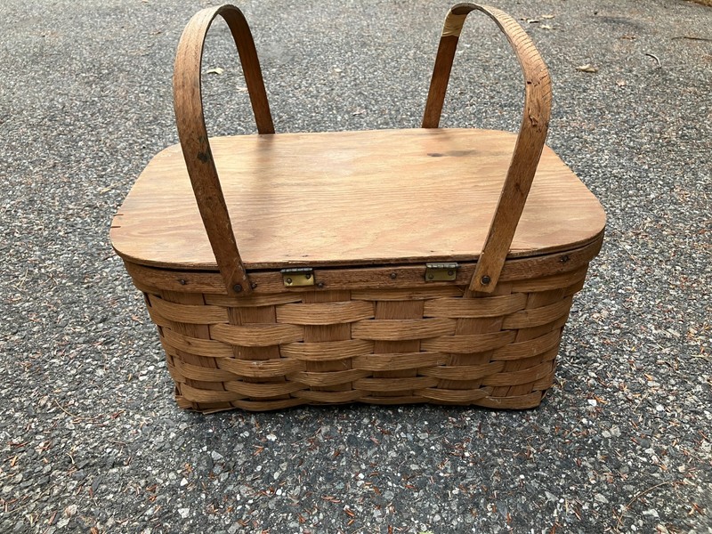 Antique Wicker Picnic Basket