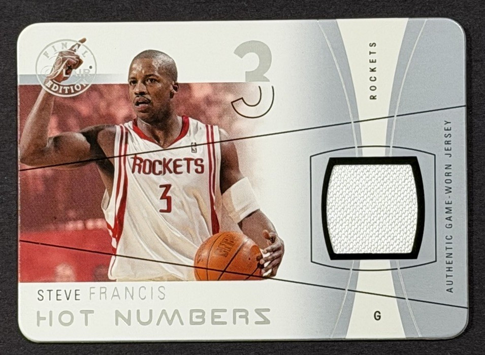 2003-04 FLEER HOT NUMBERS STEVE FRANCIS GAME USED JERSEY PATCH /13 view 1