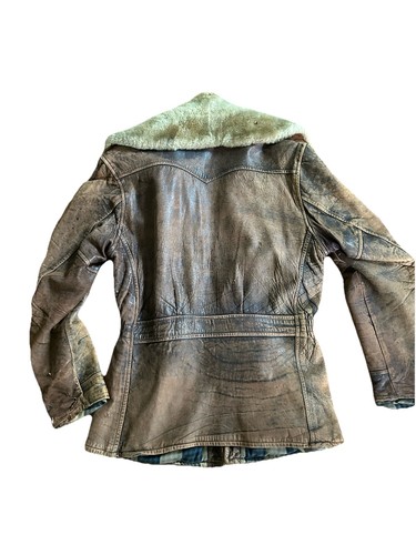 Vtg 1940's Brown Half-Belt Barnstormer Motorcycle LEATHER JACKET Aviator Talon - Picture 15 of 19