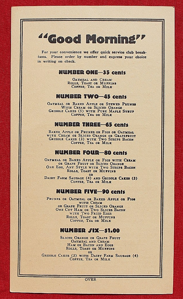 Great Northern Railroad Breakfast Menu Dining & Sleeping Car Railway Advertising