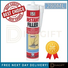 INSTANT WALL FILLER 280ML CRACK RESISTANT CARTRIDGE DRIES WHITE SANDABLE GUN NEW
