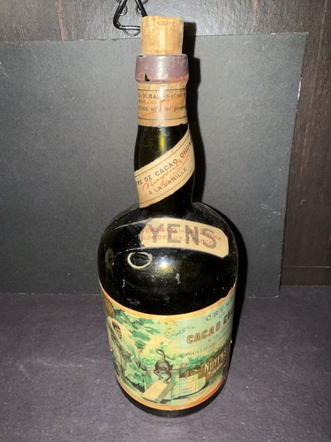Antique Liquor Bottle Nuyens & Co Ny Crème De Cacao Great Label 1920s Olive - Picture 6 of 10