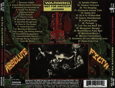 NEKRO DRUNKZ ABSOLUTE FILTH NEW CD