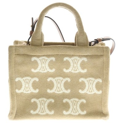 CELINE Triomphe Small Cabas Thais Beige Pile Shoulder Hand Bag