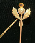 Antique Victorian tie tack stick pin, gold plated thistle with yellow topaz — photo 3