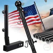 Truck Flag Pole with Hitch Holder 5FT Heavy Duty Flagpole Mount Kit for Tow Hitc