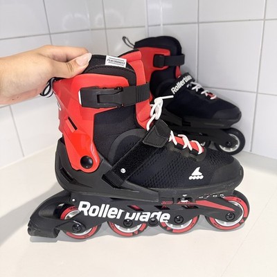 Rollerblade Microblade Inline Skates verstellbar UK Größe 4-7 rot und schwarz