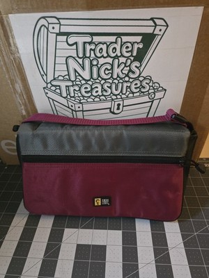 Vintage Case Logic 64 CD Binder Zipper Red Gray  Check Pics Needs Cleaned A Bit