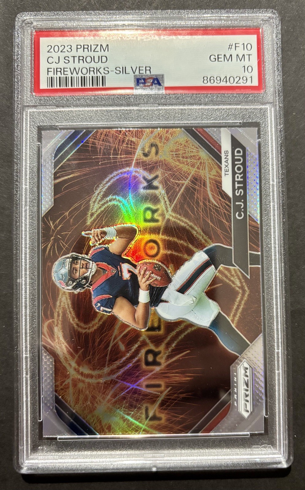 2023 Panini Prizm Fireworks Silver #F10 CJ Stroud Gem Mint PSA 10