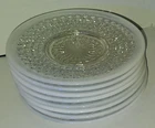 Vintage Depression Era Moonstone Opalescent Hobnail 6" Saucer Plate Glass 8pc