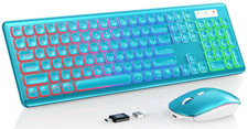 Teclado y rat n inal mbricos RGB recargables, silenciosos y de tama o completo