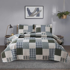 Bedspread Set King Size Quilt Set Bedding Lightweight Bedspread Plaid Patchwork