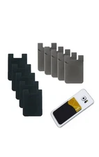 5PCS Silicone Credit Card Holder Cell Phone Wallet Pocket Sticker Adhesive Black
