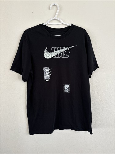 NIKE SPORTSWEAR  TRIPPLE SWOOSH DRI FIT BLACK T SHIRT DM6277-010 SIZE LARGE - Picture 1 of 8