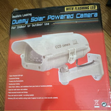 Solar Powered Dummy Camera Silver Flashing LED Outdoor Indoor Weatherproof