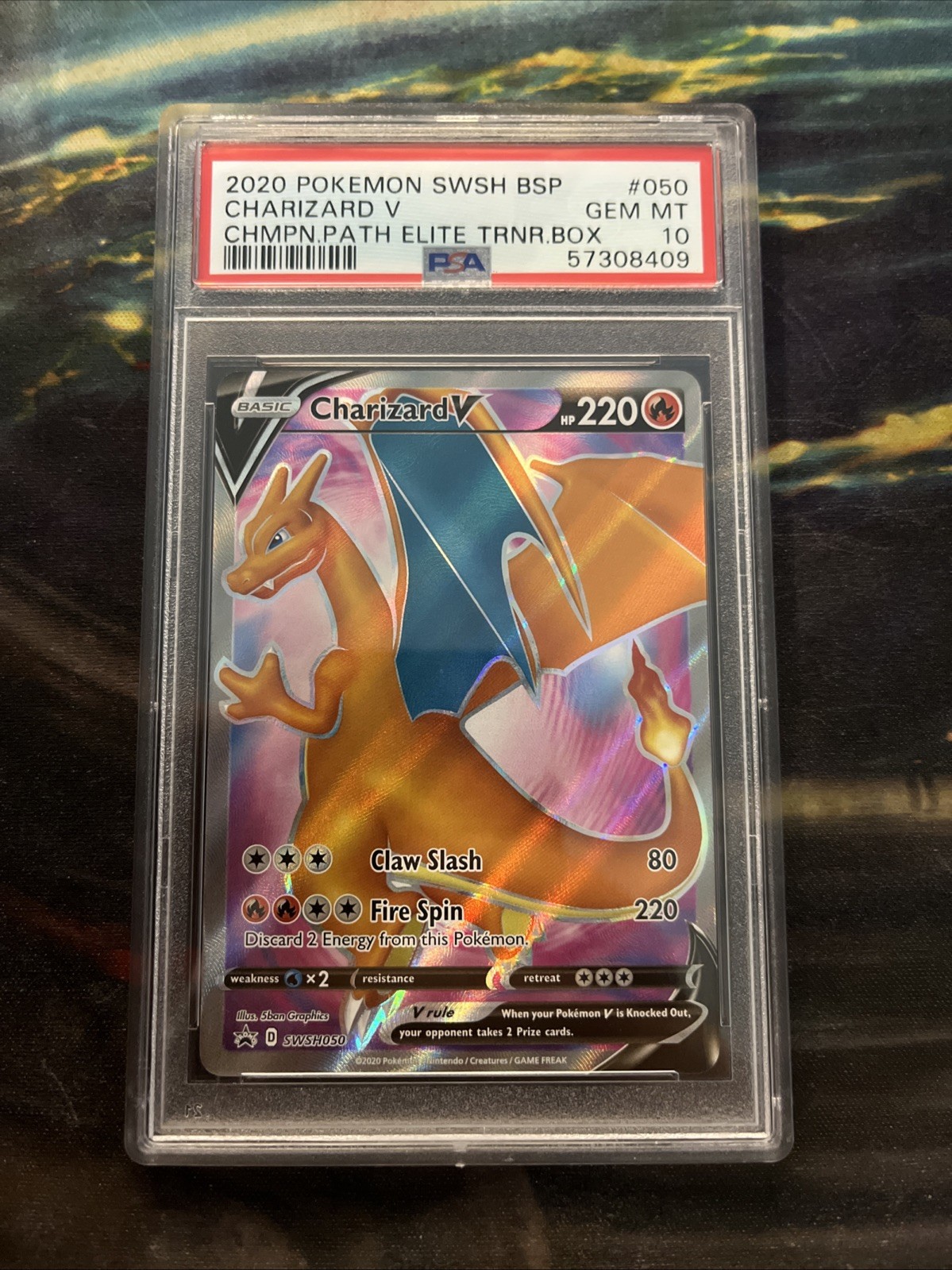 2020 Pokemon SWSH BSP Charizard v #050 CHMPN.PATH Elite Trnr.Box PSA 10
