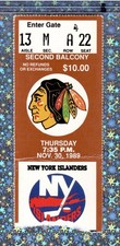 Mark Fitzpatrick ShutOut#1 Ticket 11-30-1989 Hawks Isles Al Secord Mick Vukota