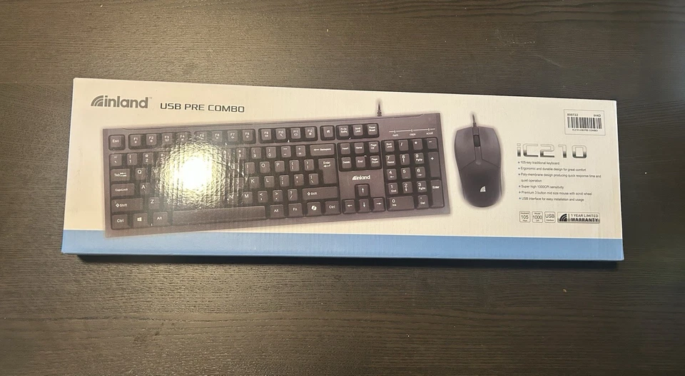 INLAND USB Keyboard and Mouse Kit Black Wireless NEW IN BOX for Laptop/PC - Image 2 of 2