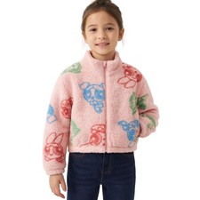 Powerpuff Girls Sherpa Coat Jacket, Fleece Mock Neck Full Zip Coat for Little...