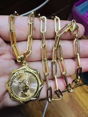 18K 750 Genuine Saudi UAE Real Fine Gold Queen Set Necklace 20  Inch 14.9g 4.5mm