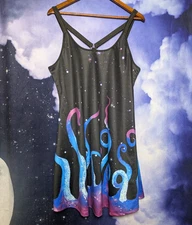 Galaxy Tentacle Cosmic Print Dress Size 14 Whimsigoth Festival Octopus