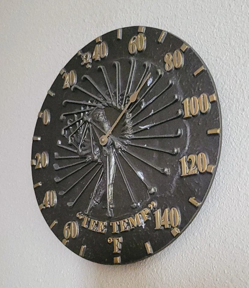 Whitehall 高尔夫球手秋千时钟和温度计,青铜 — 第 3/4 张图片