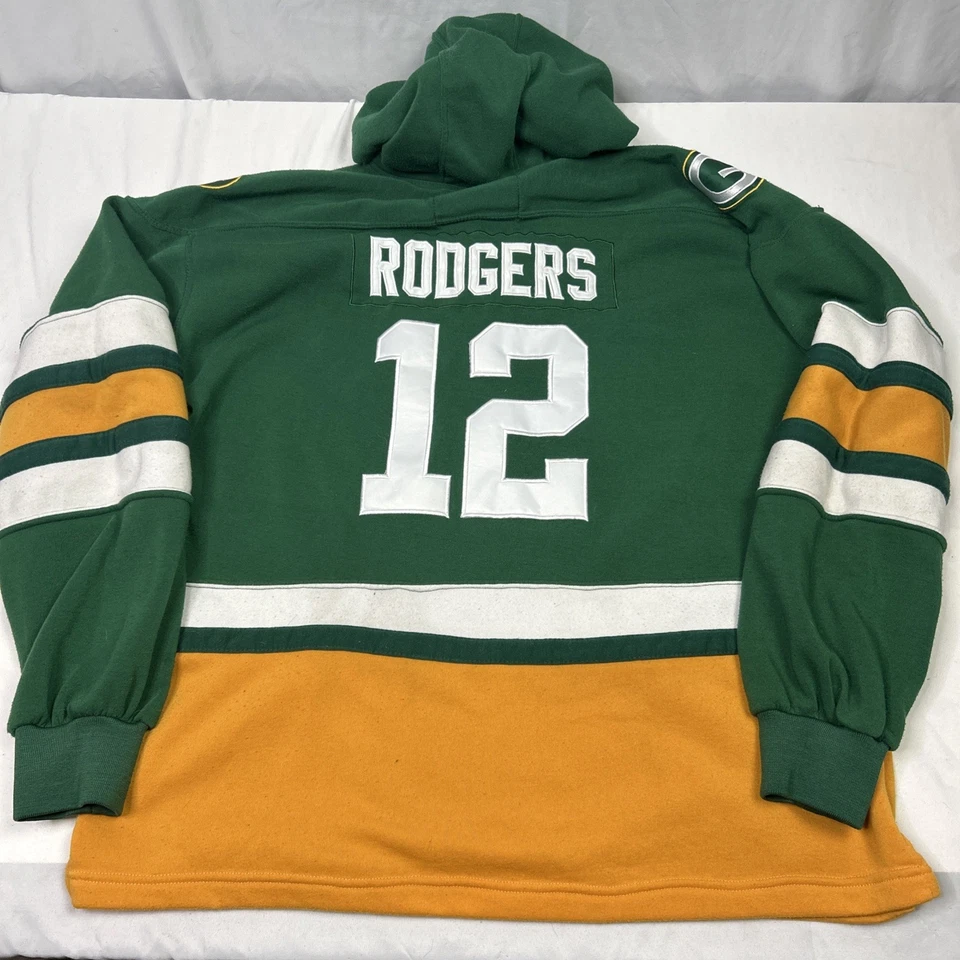 Sudadera con capucha pesada XL de los jugadores de la NFL Green Bay Packers 12 Rodgers Foto 3 de 4
