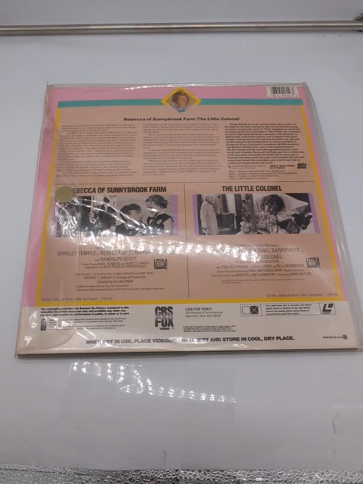 REBECCA OF SUNNYBROOK FARM/THE LITTLE COLONEL 2-Laserdisc LD SHIRLEY TEMPLE! Foto 2 de 2