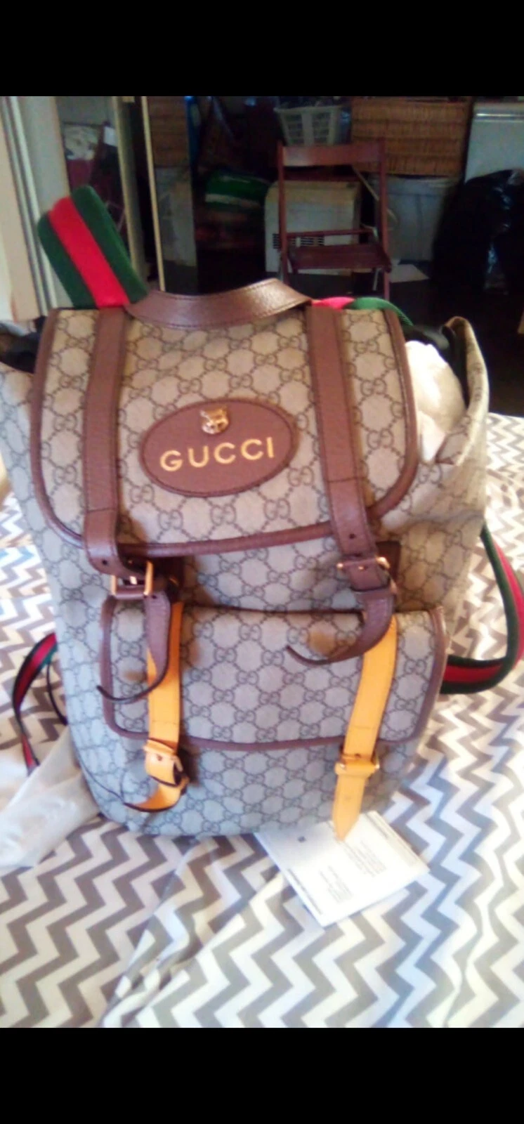 Zaino Gucci Beige GG Supreme Tela Web Morbido