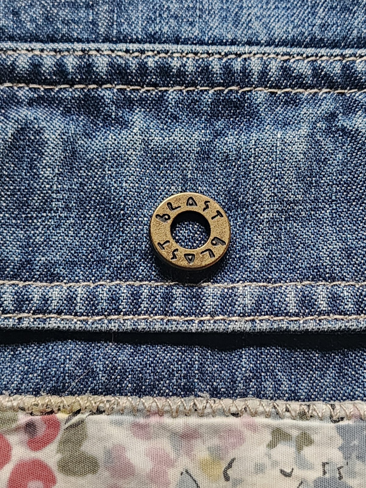 Denim Shacket Jacket Blast Blues Patch L Vintage? - image 7