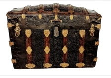 Antique Enormous Master Craftsman Steamer Trunk Circa 1800