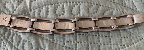 Taxco Mexico Sterling Silver Bracelet Heavy Clasp Six Stones Lapis Turquoise Etc - Bild 6 von 10