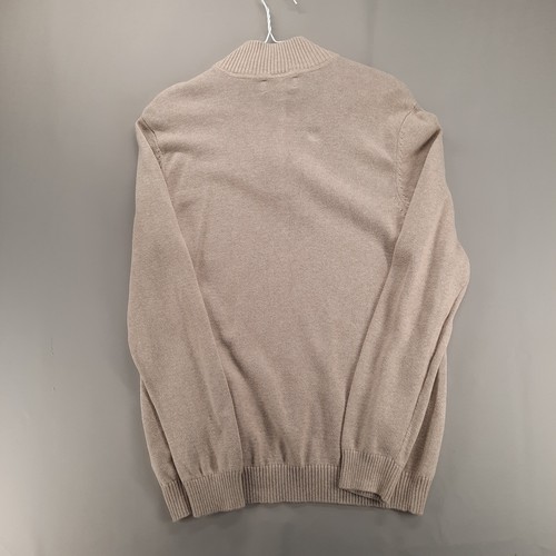 Sun River Pullover Herren M Beige Braun Bruststreifen Baumwolle 1/4 Zip Pulli - Bild 5 von 9
