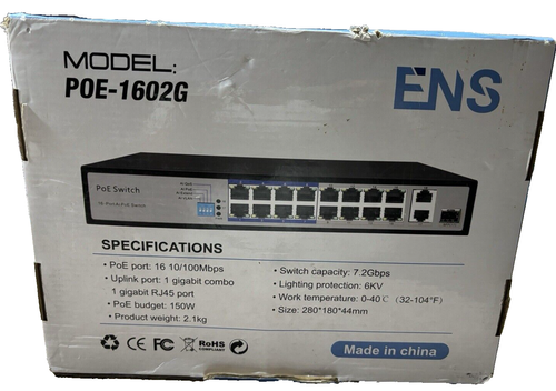 ENS PoE Switch - 100 Mbps 800 ft - Standard IEEE 802 3i/3u/3x/af/at Protocol ... - Picture 6 of 7