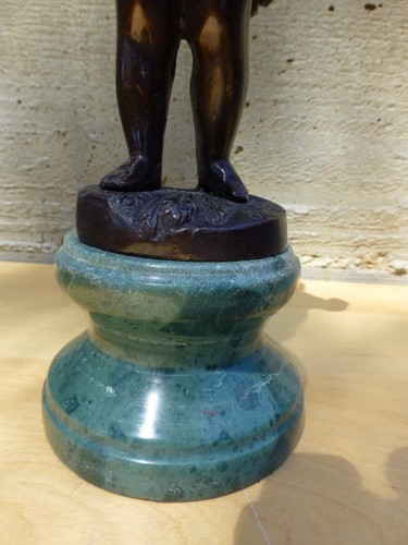 Vintage / antique bronze angel figurine on stone stand 11" tall - Picture 3 of 8