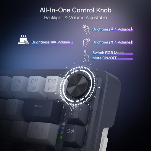 Redragon K673 PRO 75% Wireless Gasket RGB Gaming Keyboard 3-Modes 81 Keys Com... - Picture 7 of 9