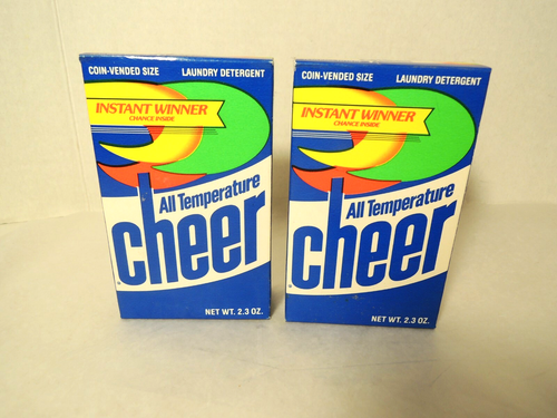 Cheer Vintage Detergent 2 Sample Size Boxes 2.3 Oz. Each All Temp. 1988 NEW