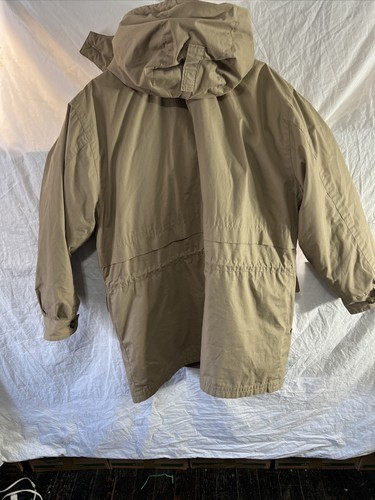 London Fog Coat Full Zip Button Jacket Parka Zip Out Lining Sz Large Tan Warm - Picture 3 of 6