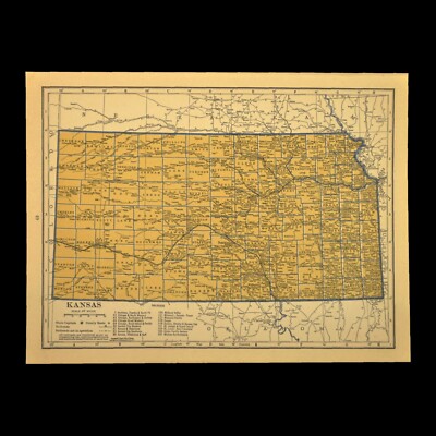 ca1939 KANSAS Railroad Map Depot Towns UP RR Historic Original Atlas Map