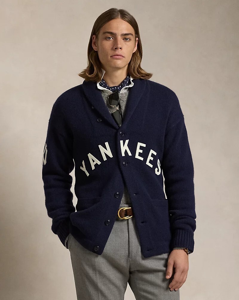MEN Polo Ralph Lauren X NY Yankees Shawl Blue Cashmere Wool