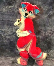 Long Fur Husky Dog Fox Mascot Costume Fursuit Halloween Suit Cosplay 502