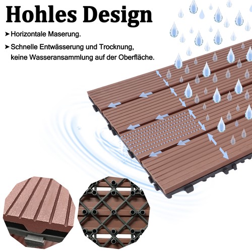 1sqm 11pcs WPC patio tiles tile 30x30cm in wood plastic plug-in tiles - Picture 3 of 16