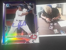 Emmanuel Rodriguez Twins Auto Signed 2021 1st Bowman Chrome Purple Refractor
